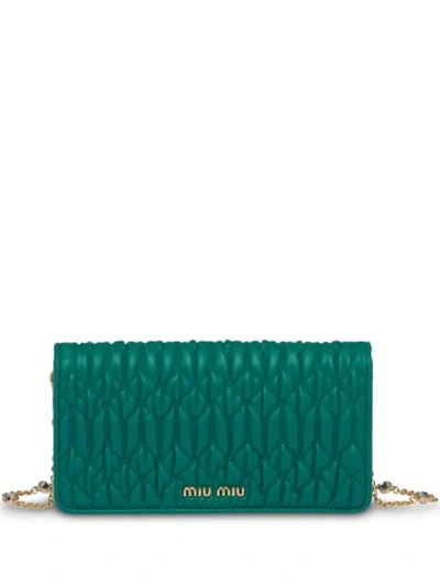 Shop Miu Miu Quilted Mini Bag In Green