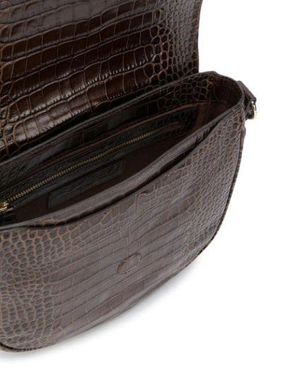 Shop Tila March Zelig Croc-effect Saddle Bag In Brown