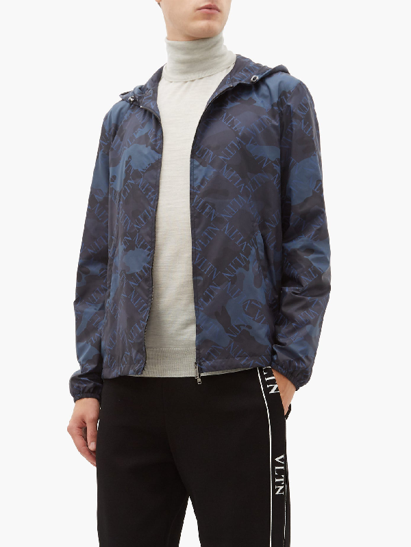 Valentino Vltn Camouflage-print Windbreaker Jacket In Camou Blu/blu ...