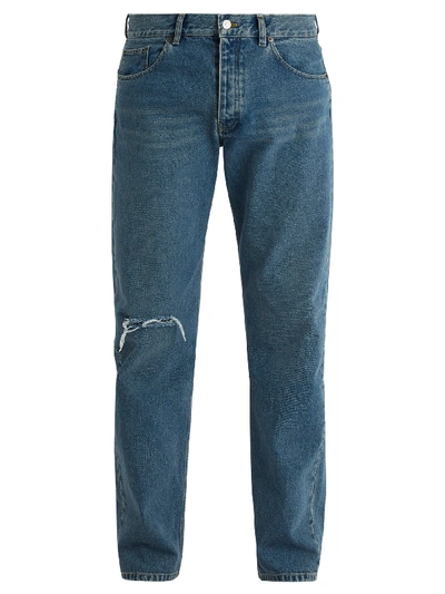 Balenciaga Archetype Distressed Jeans In Mid-blue | ModeSens
