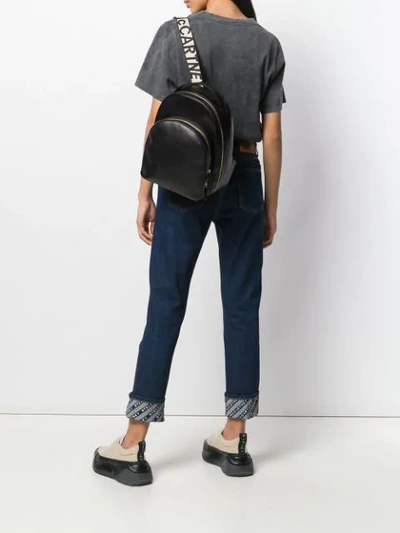 Shop Stella Mccartney Logo Strap Backpack In Black