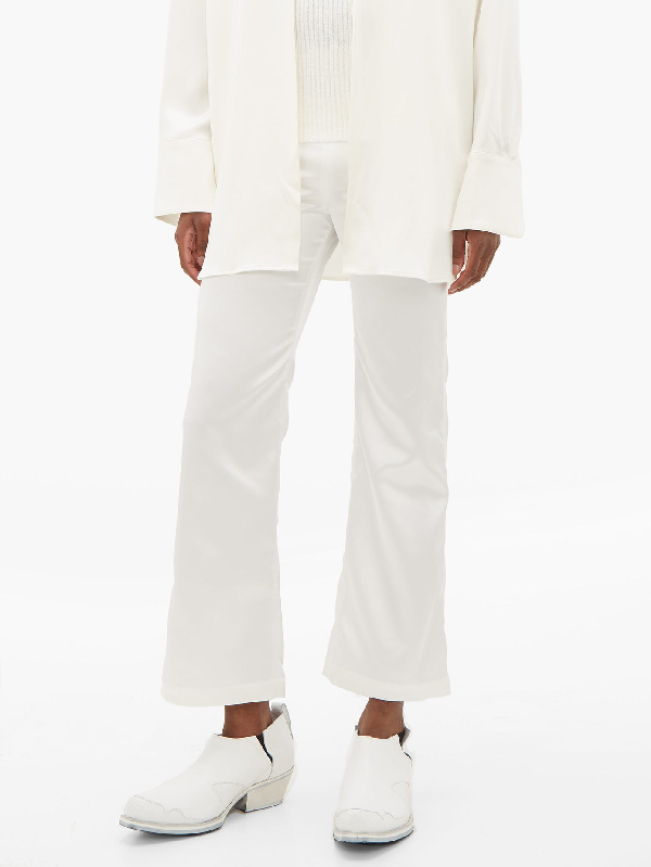 white satin trousers