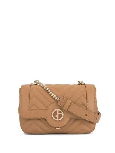 Shop Giorgio Armani Soft Logo Crossbody Bag In Brown