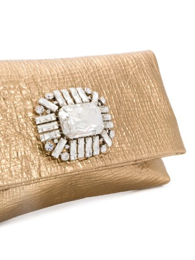 Shop Jimmy Choo Titania Crystal-embellished Clutch In Gold