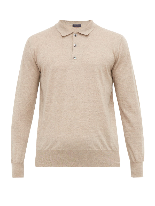 merino wool long sleeve polo shirt