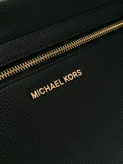 Shop Michael Michael Kors Jet Set Logo Plaque Clutch Bag In Black