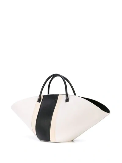 Shop Jil Sander Curved Top Tote In White