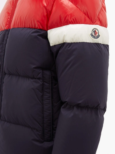 Moncler Konic Contrast-panel Quilted-down Coat In Blue,red | ModeSens