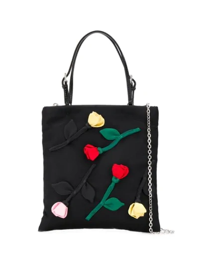 Shop Prada Rose-pattern Tote Bag In F0002