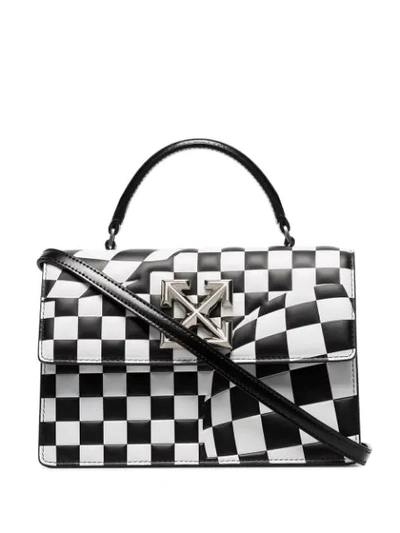 Shop Off-white Jitney 1.4 Checkered Tote Bag In Black