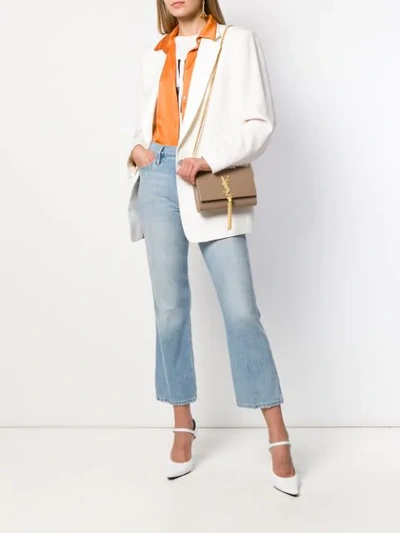 Shop Saint Laurent Kate Small Shoulder Bag In Grey