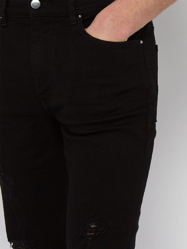 Amiri Thrasher Slim-leg Distressed Jeans In Black | ModeSens