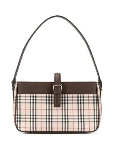 Pre-owned Burberry Check Shoulder Bag In Brown