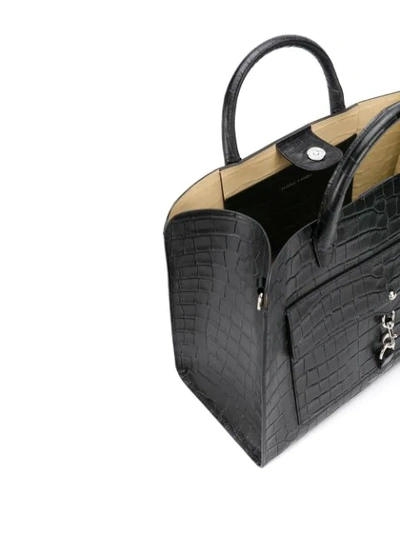 Shop Rebecca Minkoff Crocodile Embossed Tote In Black