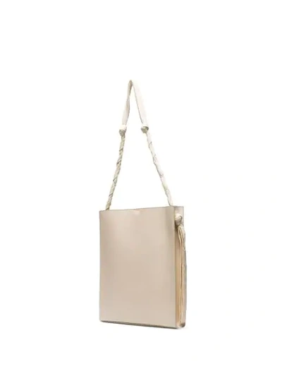 Shop Jil Sander Large Tangle Shoulder Bag In Neutrals