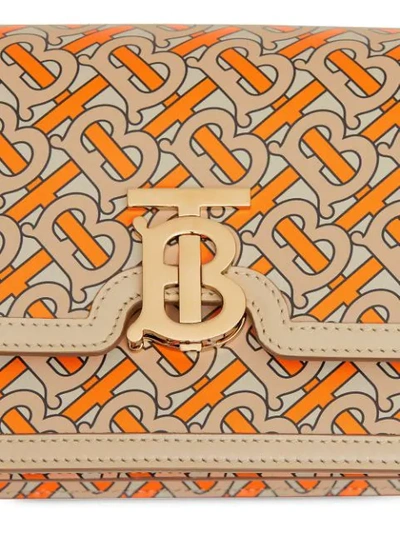 Shop Burberry Monogram Print Shoulder Bag - Orange