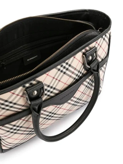 Pre-owned Burberry Classic Check Tote Bag In White