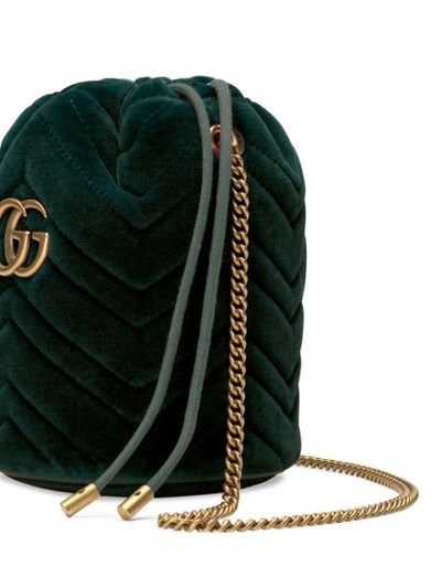 Shop Gucci Mini Gg Marmont Bucket Bag In 3062 Green