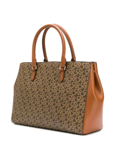 Shop Dkny Repeat Logo Tote Bag In Brown