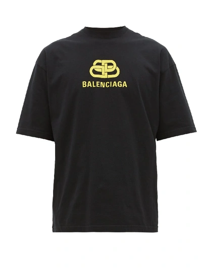 Balenciaga New Bb Cotton Jersey T-shirt In Black | ModeSens