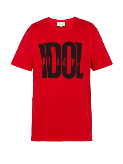 Gucci Oversize T-shirt With Billy Idol Print In Red Multi | ModeSens