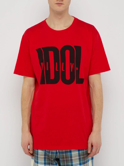 Gucci Oversize T-shirt With Billy Idol Print In Black Red | ModeSens