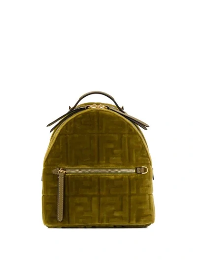 Shop Fendi Mini Ff Velvet Backpack In Green