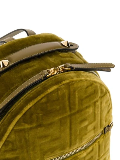 Shop Fendi Mini Ff Velvet Backpack In Green