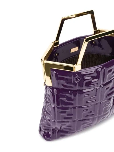 Shop Fendi Embossed Ff Motif Tote Bag In Purple