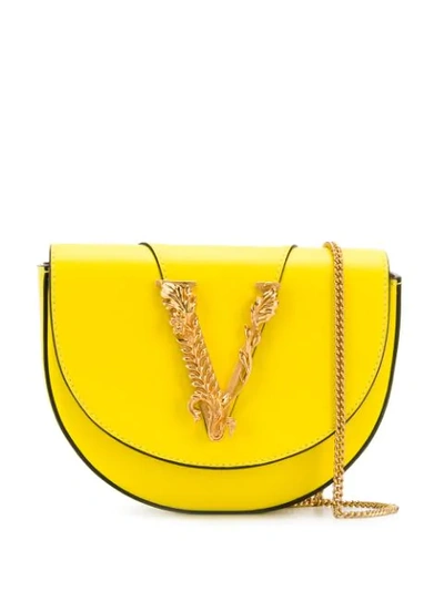 Shop Versace V-embellished Belt Bag In Yellow