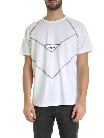 Shop Givenchy Contrasting Stitches T-shirt In White