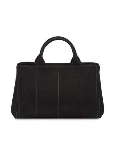 Shop Prada Hemp Fabric Handbag In Black