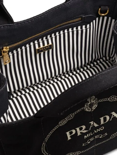 Shop Prada Hemp Fabric Handbag In Black