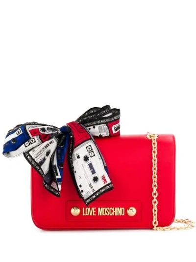 Shop Love Moschino Scarf-detail Shoulder Bag In Red