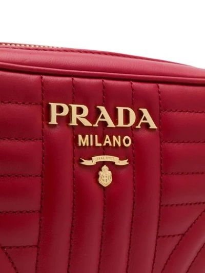 Shop Prada Logo Plaque Quilted Shoulder Bag - Red
