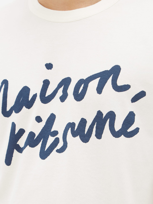 Maison Kitsuné T-shirt In Cotone Con Logo-firma In White | ModeSens