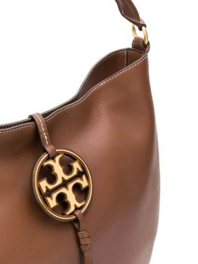 Shop Tory Burch Logo Plaque Tote In Brown