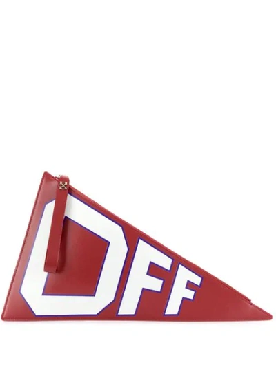 Shop Off-white Logo Print Flag Shaped Clutch In Red