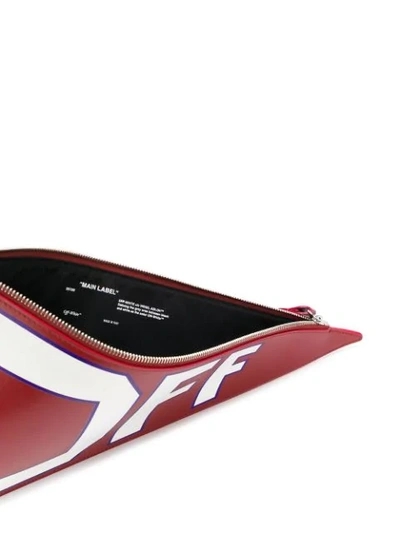 Shop Off-white Logo Print Flag Shaped Clutch In Red