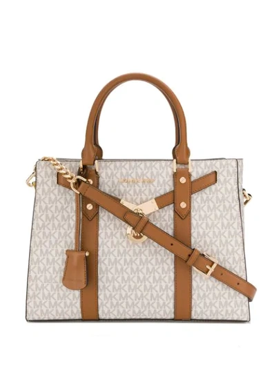 Shop Michael Michael Kors Nouveau Hamilton Tote In White