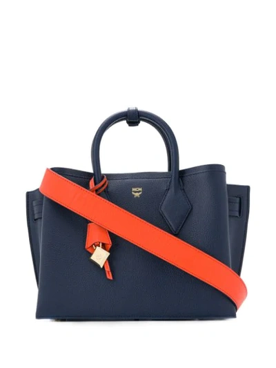 Shop Mcm Strukturierte Handtasche In Blue