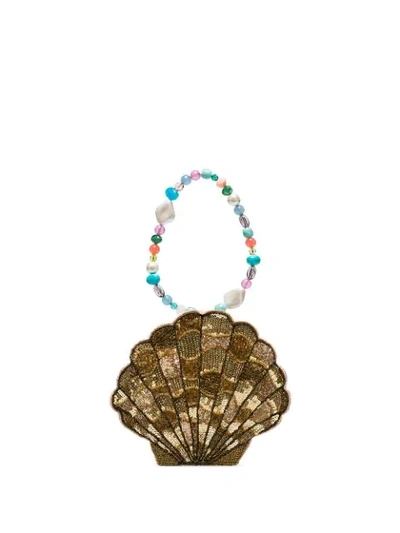 Shop Rixo London Sacha Sequin-embellished Shell Bracelet Bag In Metallic