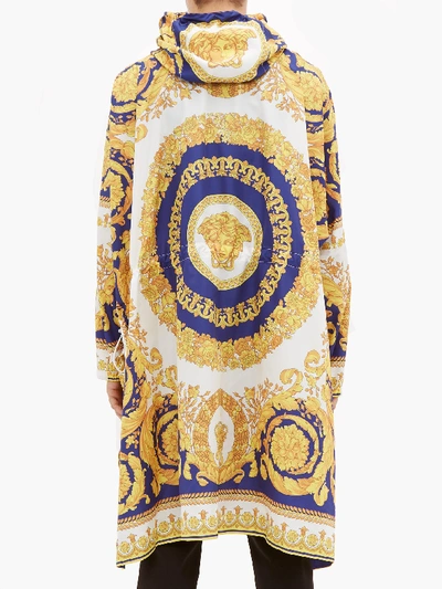 Versace Baroque-print Technical Poncho In Gold | ModeSens