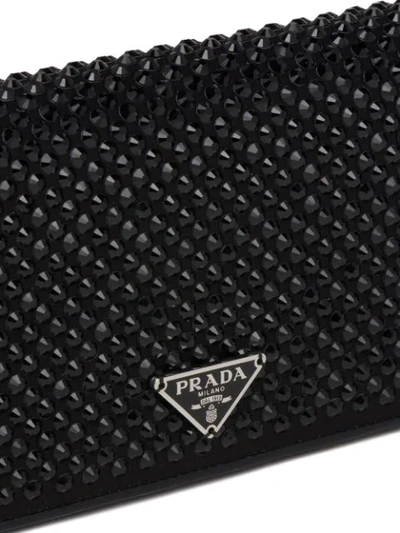Shop Prada Studded Logo Plaque Crossbody In Black
