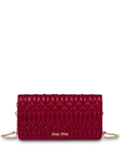 Shop Miu Miu Quilted Mini Bag In Red
