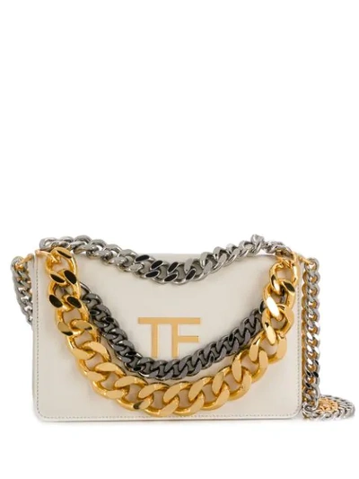 Shop Tom Ford Tf Chain Shoulder Bag In White