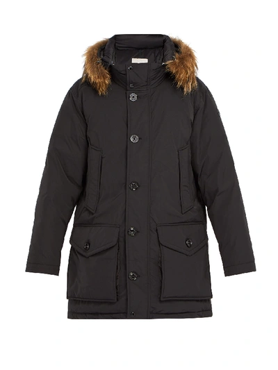 Moncler River Fur Trim Jacket In Black | ModeSens