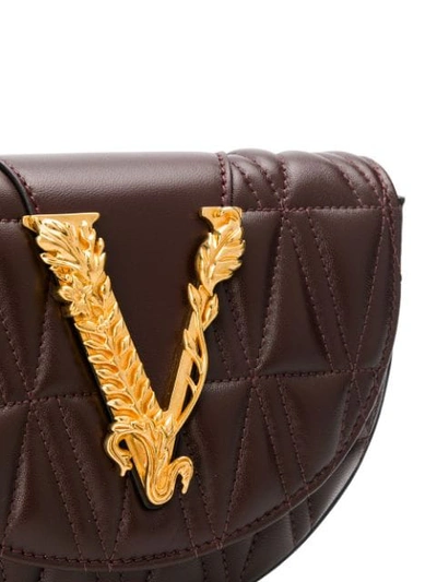 Shop Versace Quilted Virtus Belt Bag In Brown