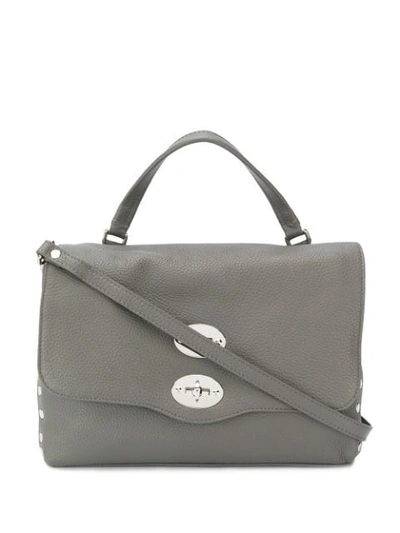 Shop Zanellato Foldover Top Shoulder Bag In Grey