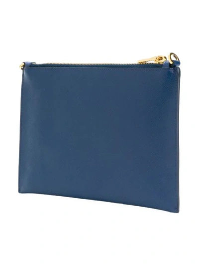 Shop Prada Logo Plaque Clutch In F0016 Blue